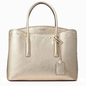 NEW Kate Spade Margaux Spade Studded Satchel Crossbody Bag in Pale Gold